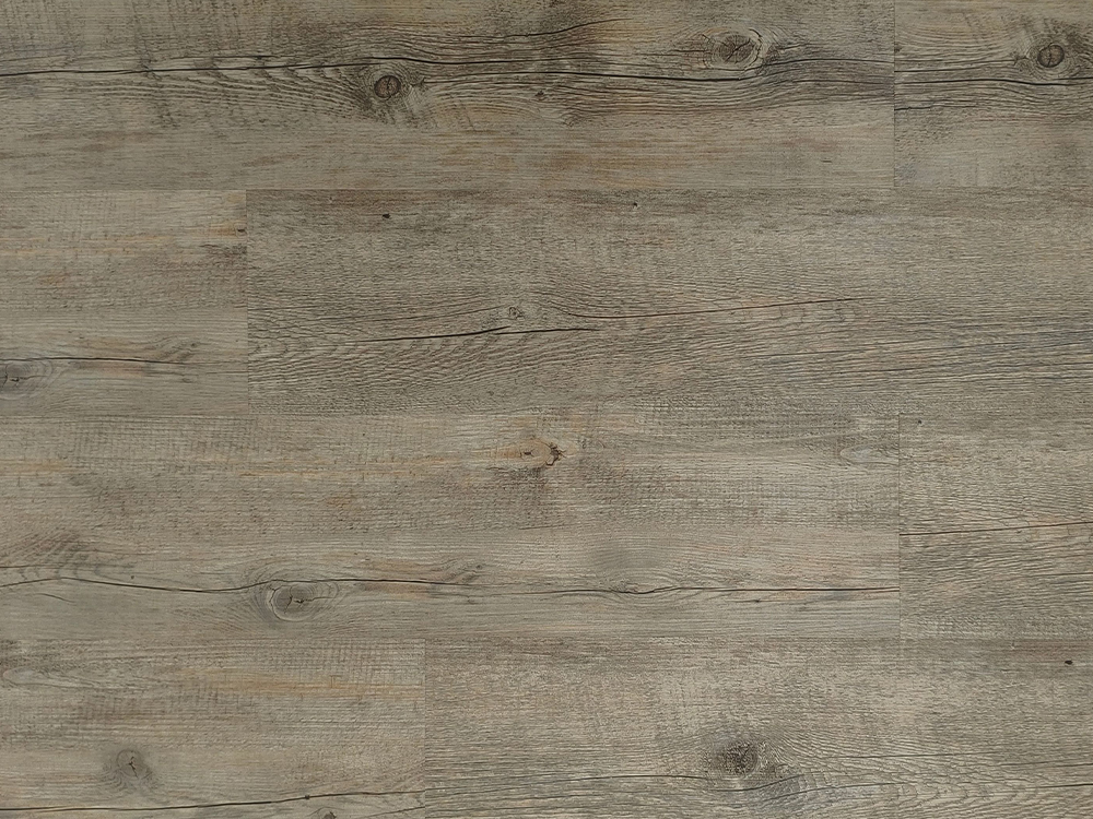 Pardoseală LVT, gri deschis, maro, granulație din lemn, 7,25 × 48 inchi, 5 mm Uniclick Lock, rezistent la apă, uzură medie ecologică
